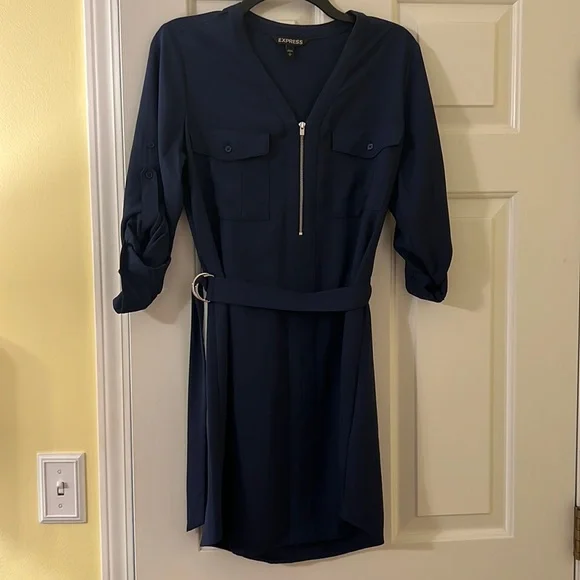 Express Portofino shirt dress, navy, size small Express Portofino shirt dress, navy, size small